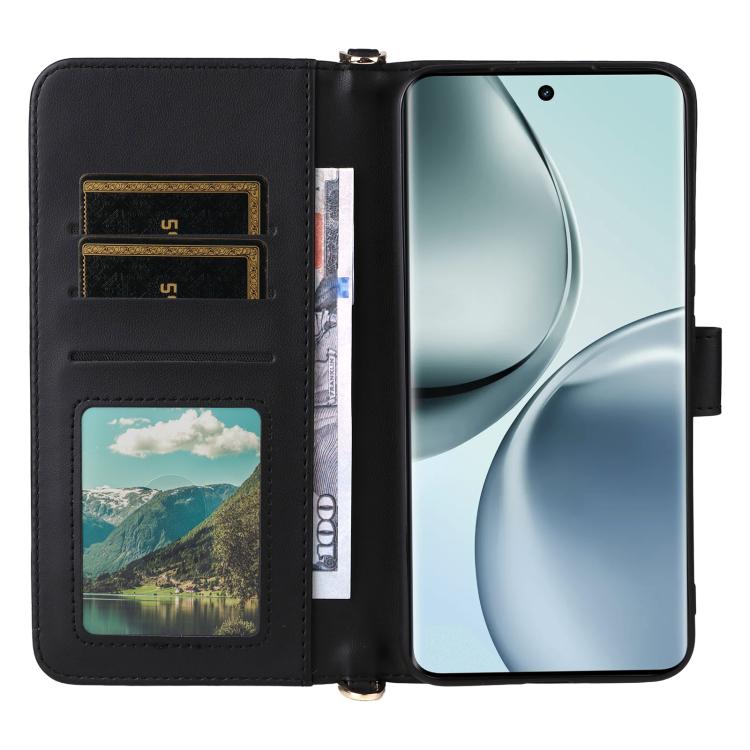 For Realme 14 Pro 5G Multifunctional 6-Card Slots Leather Phone Case with Wrist Strap