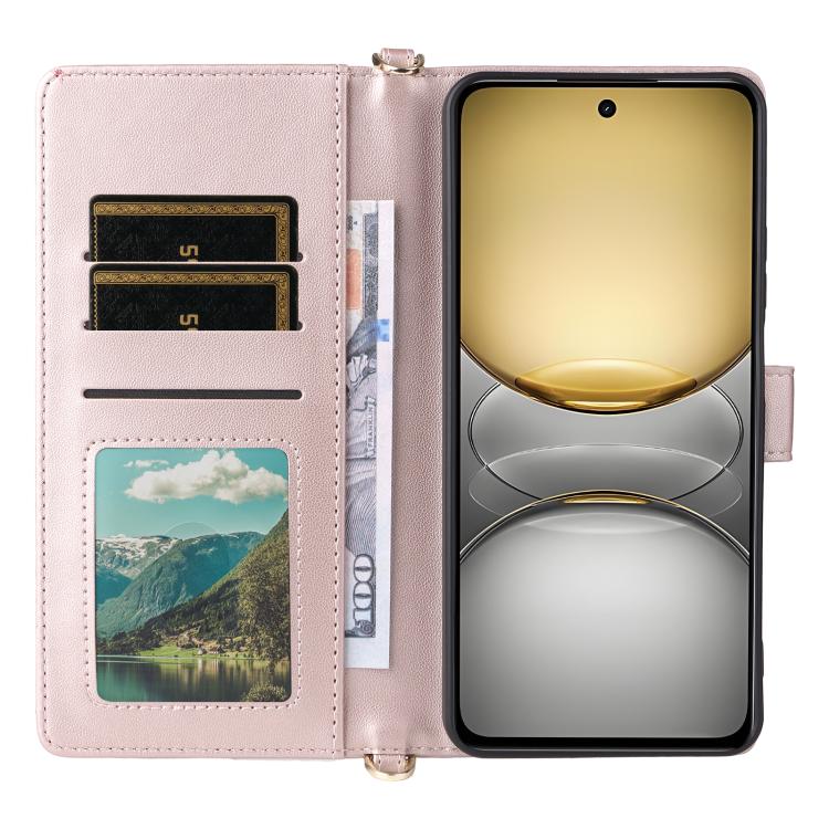 For Realme 14x 5G / C75 4G / V60 Pro 5G Multifunctional 6-Card Slots Leather Phone Case with Wrist Strap
