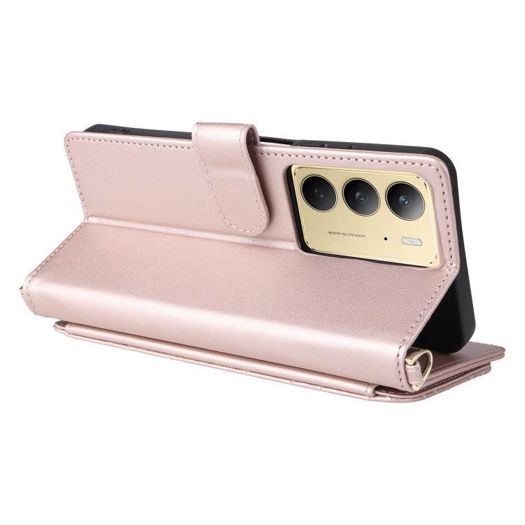 For Realme 14x 5G / C75 4G / V60 Pro 5G Multifunctional 6-Card Slots Leather Phone Case with Wrist Strap