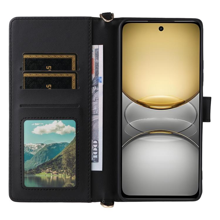 For Realme 14x 5G / C75 4G / V60 Pro 5G Multifunctional 6-Card Slots Leather Phone Case with Wrist Strap