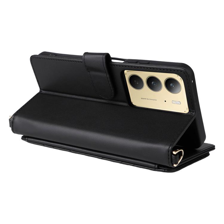 For Realme 14x 5G / C75 4G / V60 Pro 5G Multifunctional 6-Card Slots Leather Phone Case with Wrist Strap