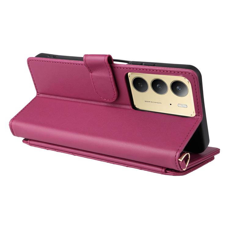 For Realme 14x 5G / C75 4G / V60 Pro 5G Multifunctional 6-Card Slots Leather Phone Case with Wrist Strap