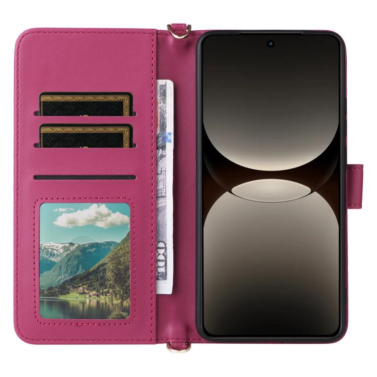 For Realme GT 7 Pro Multifunctional 6-Card Slots Leather Phone Case with Wrist Strap