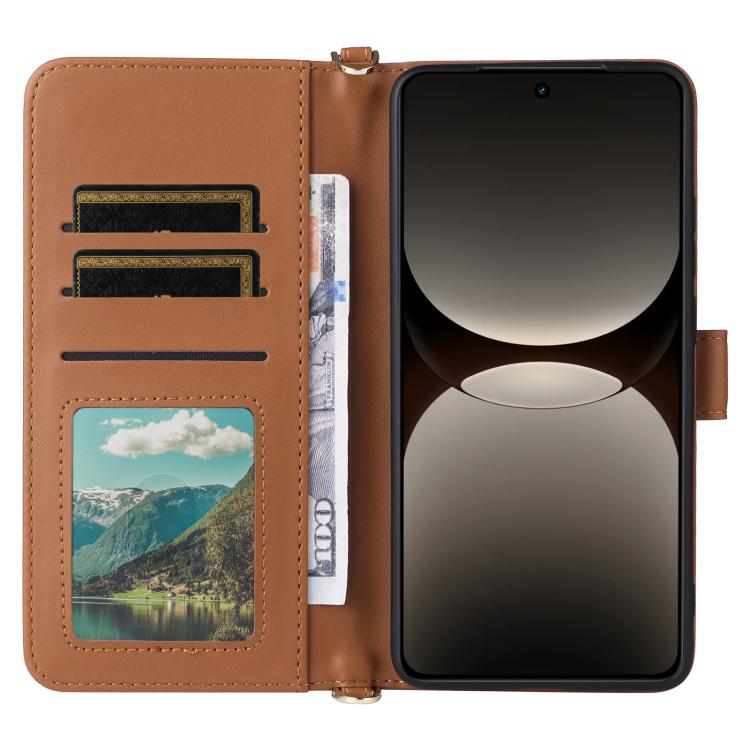 For Realme GT 7 Pro Multifunctional 6-Card Slots Leather Phone Case with Wrist Strap