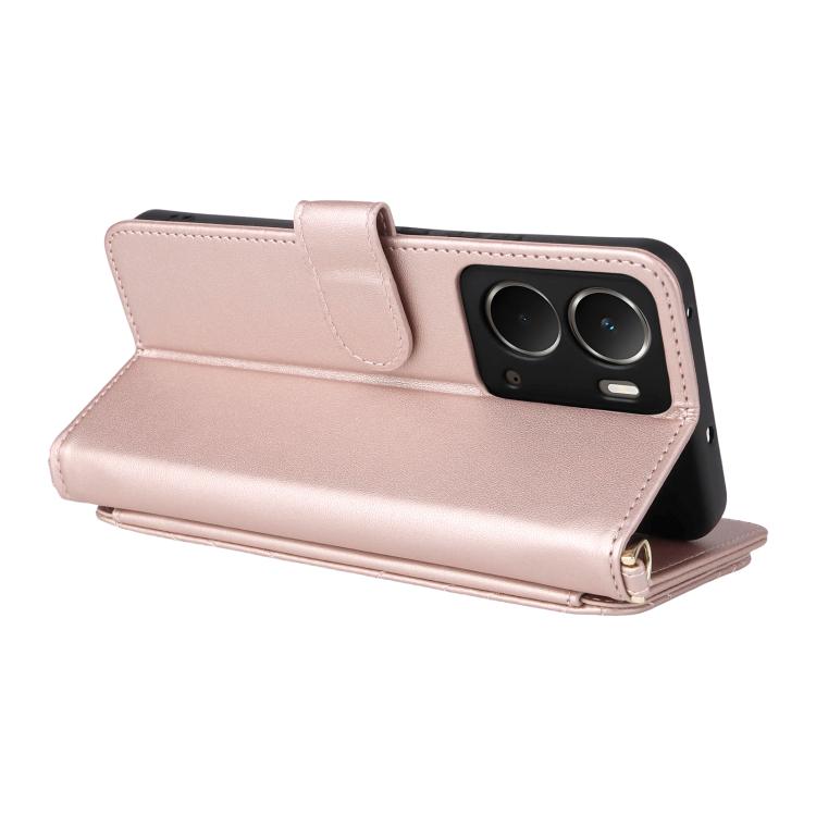 For Realme Neo7x 5G / P3 5G Multifunctional 6-Card Slots Leather Phone Case with Wrist Strap