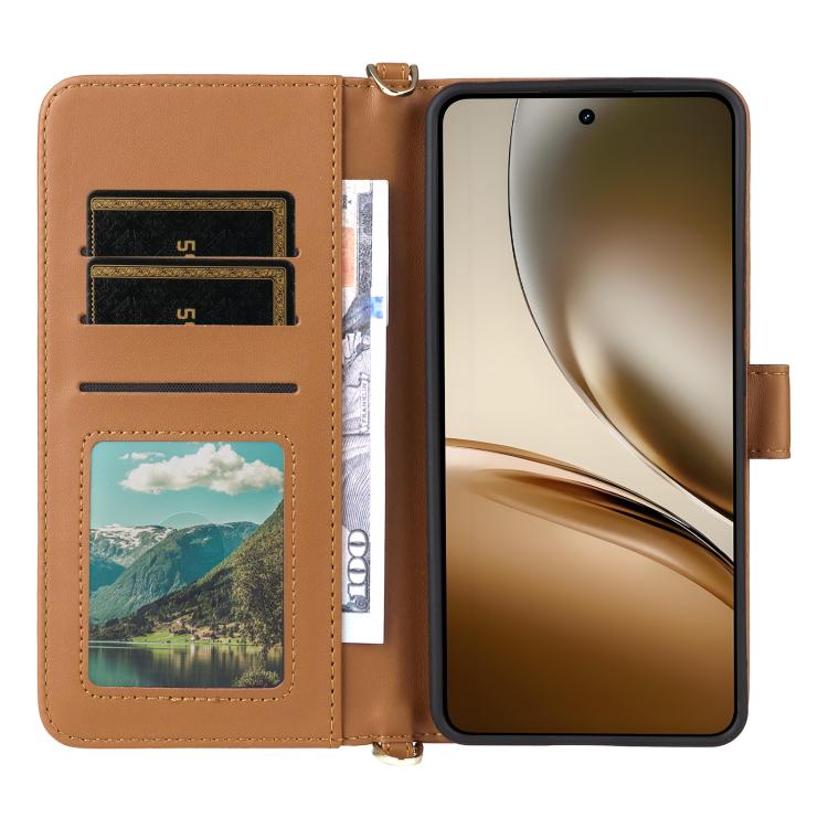 For Realme Neo7x 5G / P3 5G Multifunctional 6-Card Slots Leather Phone Case with Wrist Strap