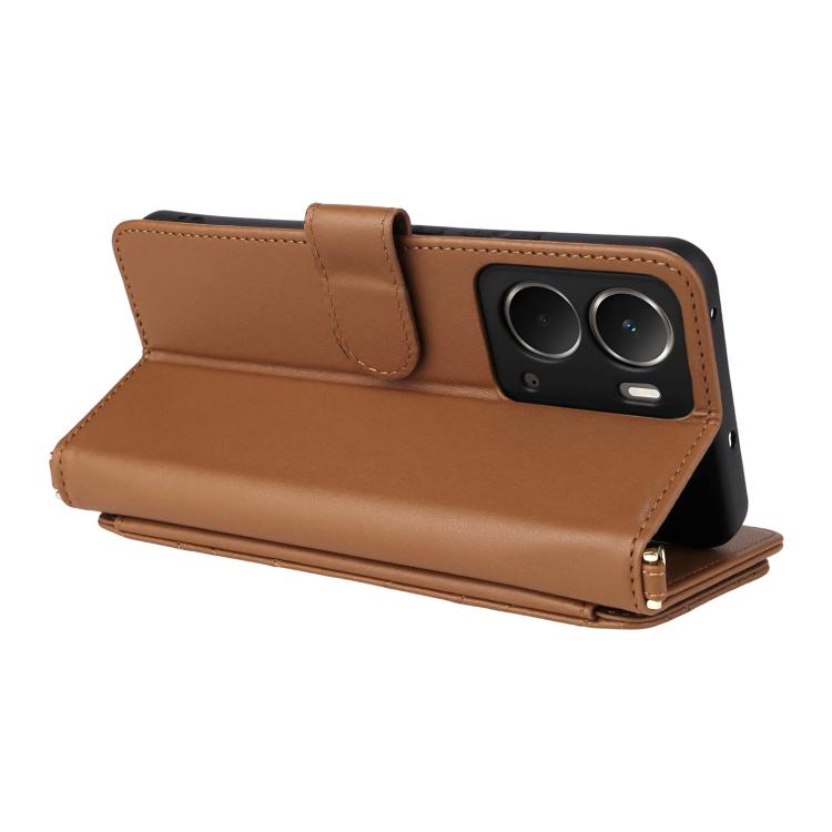 For Realme Neo7x 5G / P3 5G Multifunctional 6-Card Slots Leather Phone Case with Wrist Strap