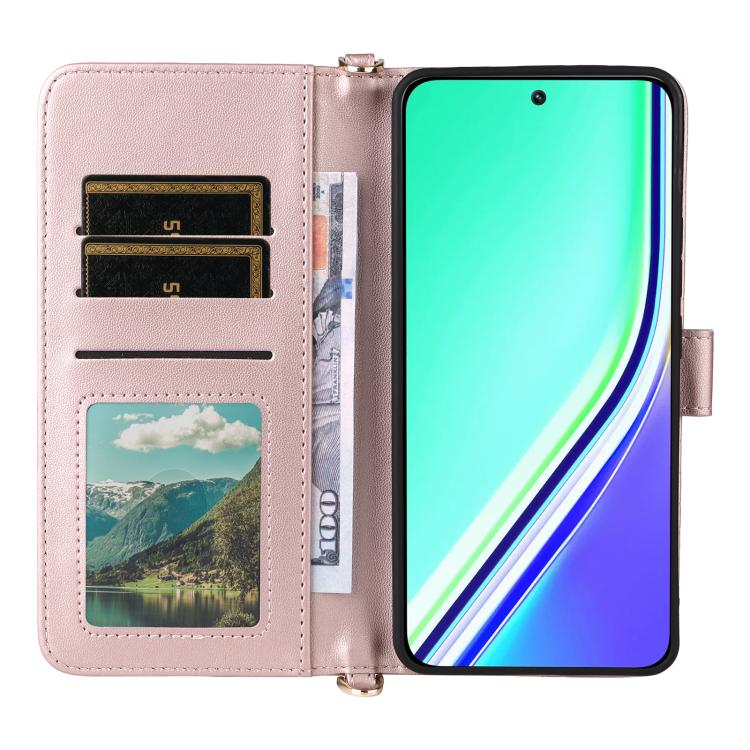 For Realme P3 Pro 5G Multifunctional 6-Card Slots Leather Phone Case with Wrist Strap