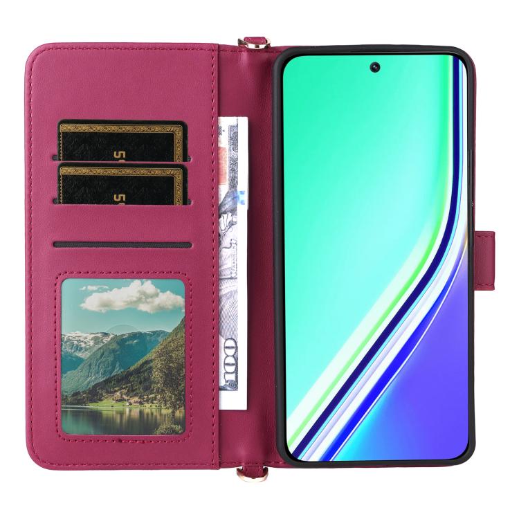For Realme P3 Pro 5G Multifunctional 6-Card Slots Leather Phone Case with Wrist Strap