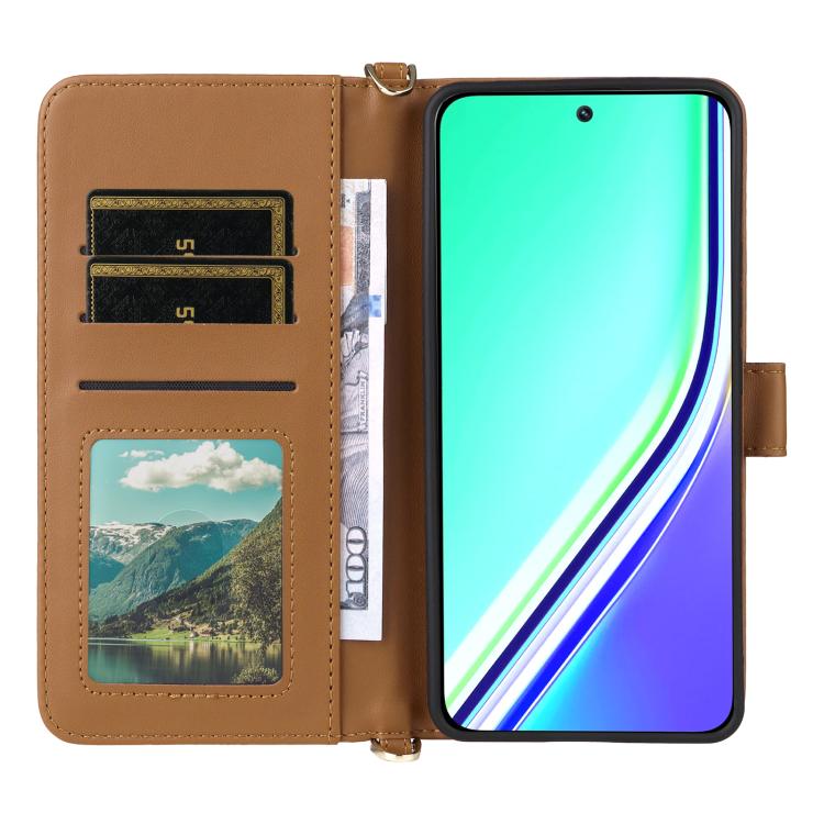 For Realme P3 Pro 5G Multifunctional 6-Card Slots Leather Phone Case with Wrist Strap