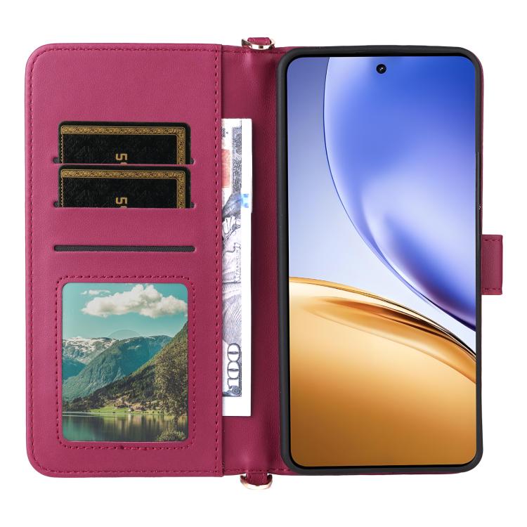 For Realme 14 5G Multifunctional 6-Card Slots Leather Phone Case with Wrist Strap
