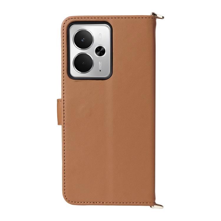 For Realme 14T 5G Multifunctional 6-Card Slots Leather Phone Case with Wrist Strap