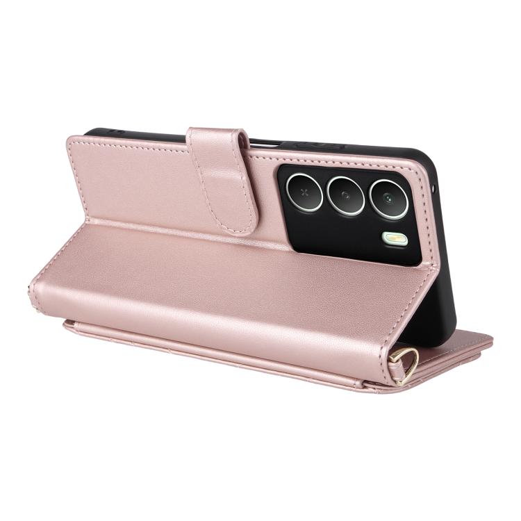 For Realme 14x 5G Malaysia / V70 Multifunctional 6-Card Slots Leather Phone Case with Wrist Strap