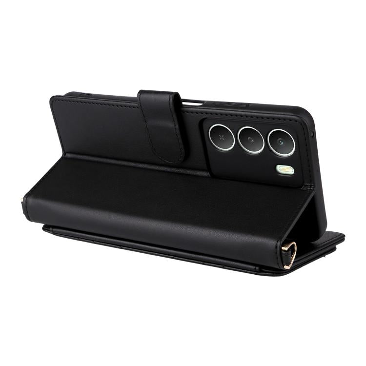 For Realme 14x 5G Malaysia / V70 Multifunctional 6-Card Slots Leather Phone Case with Wrist Strap