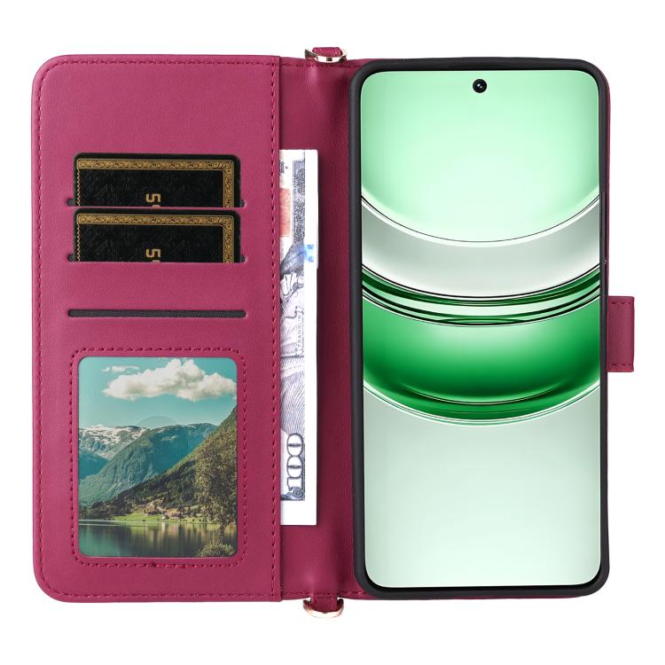 For Realme 14x 5G Malaysia / V70 Multifunctional 6-Card Slots Leather Phone Case with Wrist Strap