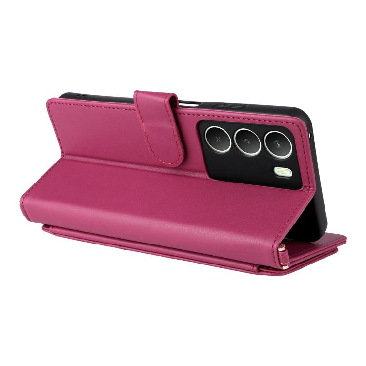 For Realme 14x 5G Malaysia / V70 Multifunctional 6-Card Slots Leather Phone Case with Wrist Strap