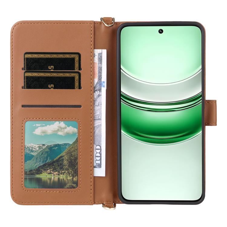For Realme 14x 5G Malaysia / V70 Multifunctional 6-Card Slots Leather Phone Case with Wrist Strap