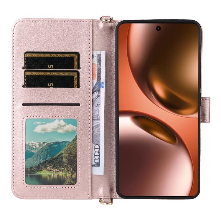 For Realme GT 7 5G Global Multifunctional 6-Card Slots Leather Phone Case with Wrist Strap
