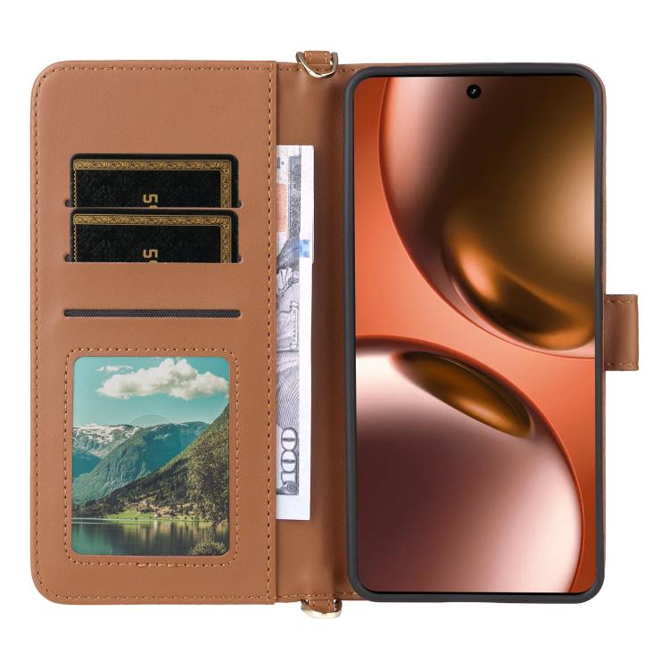 For Realme GT 7 5G Global Multifunctional 6-Card Slots Leather Phone Case with Wrist Strap