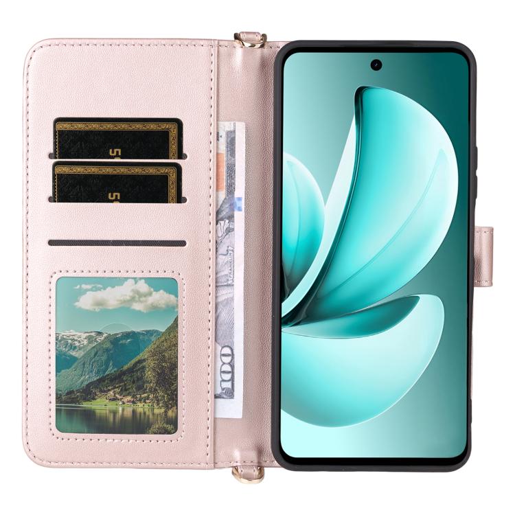 For Realme C71 4G Multifunctional 6-Card Slots Leather Phone Case with Wrist Strap