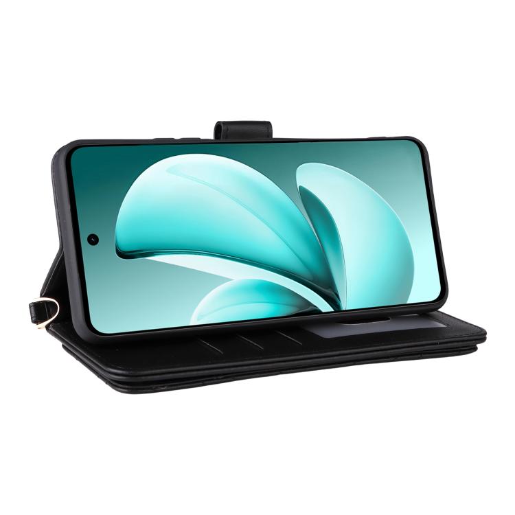 For Realme C71 4G Multifunctional 6-Card Slots Leather Phone Case with Wrist Strap