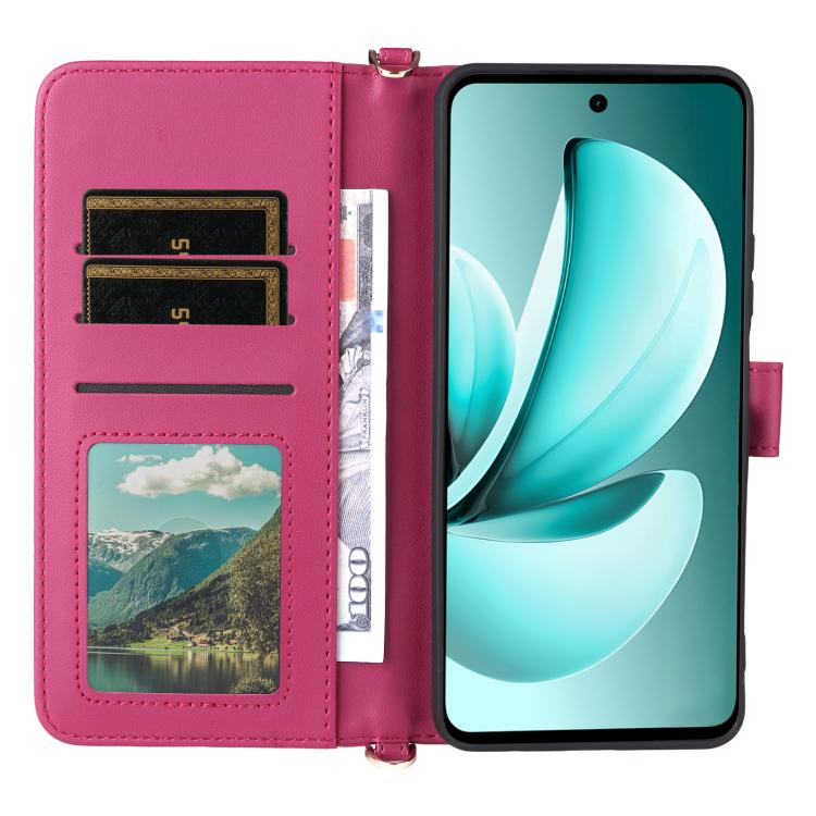 For Realme C71 4G Multifunctional 6-Card Slots Leather Phone Case with Wrist Strap