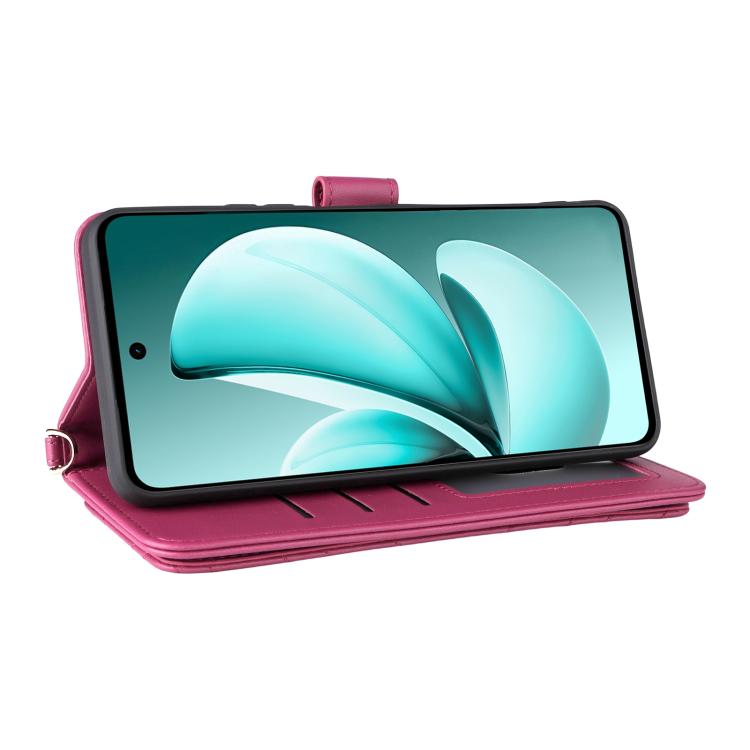 For Realme C71 4G Multifunctional 6-Card Slots Leather Phone Case with Wrist Strap