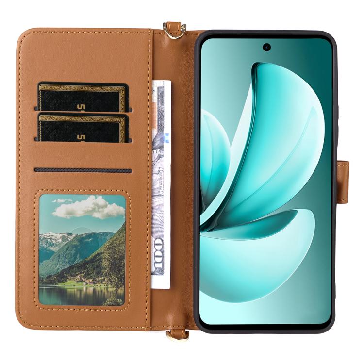 For Realme C71 4G Multifunctional 6-Card Slots Leather Phone Case with Wrist Strap