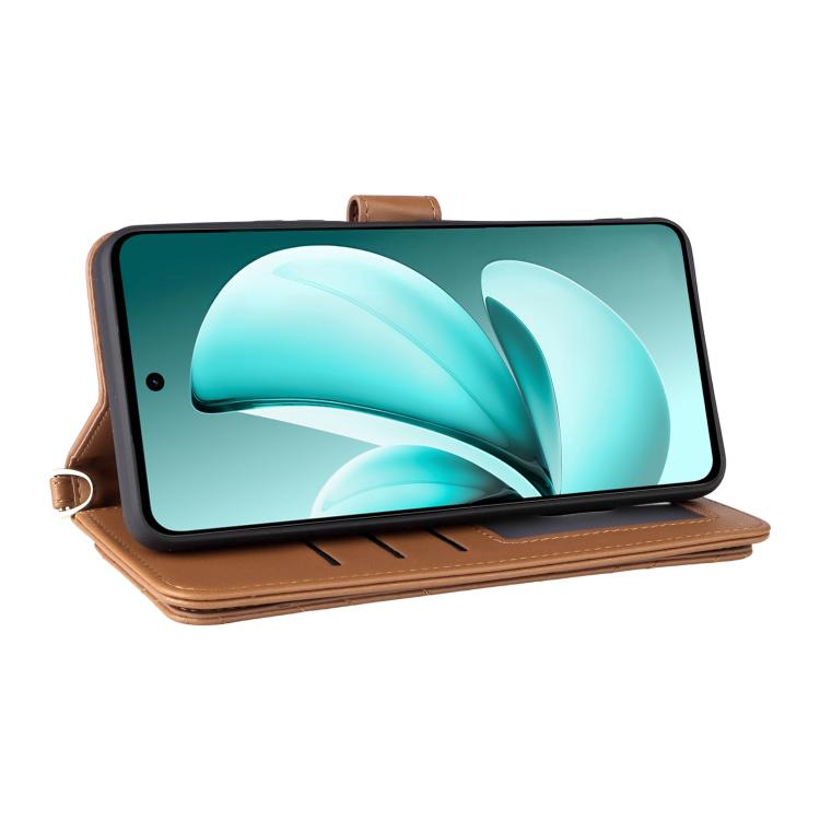 For Realme C71 4G Multifunctional 6-Card Slots Leather Phone Case with Wrist Strap