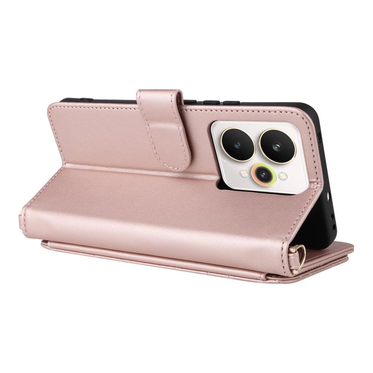 For Realme 15 5G / 15 Pro 5G Multifunctional 6-Card Slots Leather Phone Case with Wrist Strap