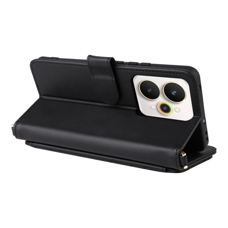 For Realme 15 5G / 15 Pro 5G Multifunctional 6-Card Slots Leather Phone Case with Wrist Strap