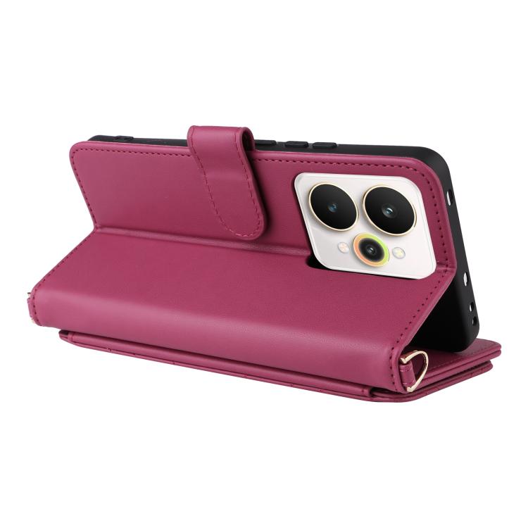 For Realme 15 5G / 15 Pro 5G Multifunctional 6-Card Slots Leather Phone Case with Wrist Strap