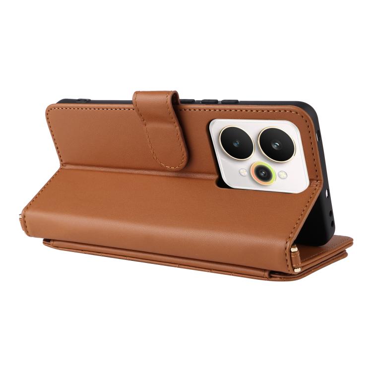 For Realme 15 5G / 15 Pro 5G Multifunctional 6-Card Slots Leather Phone Case with Wrist Strap