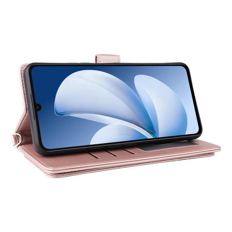 For Realme Note 70T 4G / C71 India Multifunctional 6-Card Slots Leather Phone Case with Wrist Strap