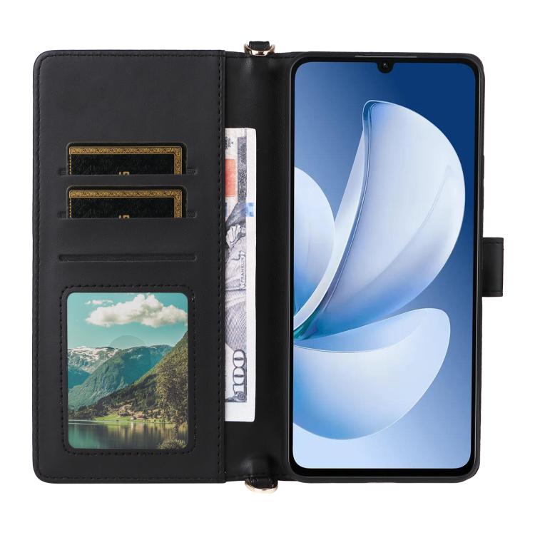 For Realme Note 70T 4G / C71 India Multifunctional 6-Card Slots Leather Phone Case with Wrist Strap