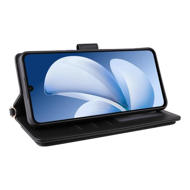 For Realme Note 70T 4G / C71 India Multifunctional 6-Card Slots Leather Phone Case with Wrist Strap