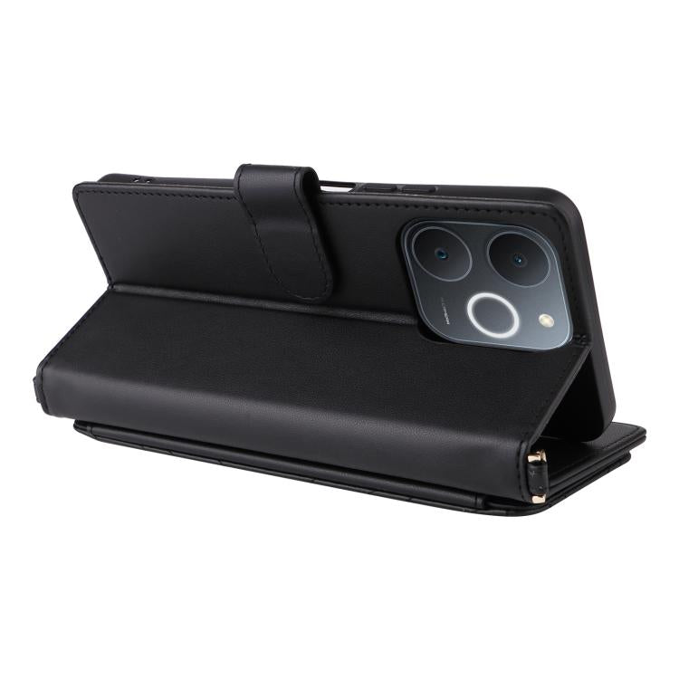 For Realme Note 70T 4G / C71 India Multifunctional 6-Card Slots Leather Phone Case with Wrist Strap