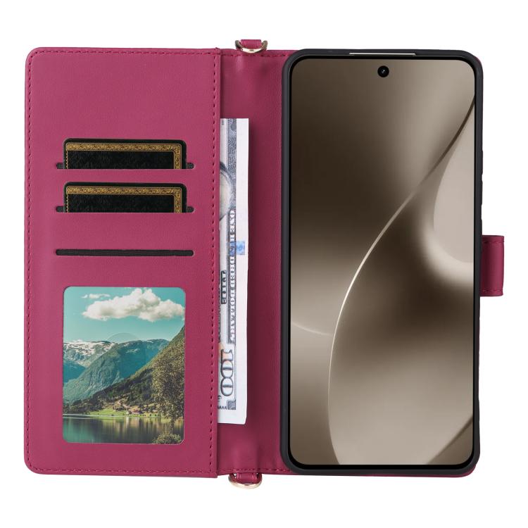 For Realme 15 SEA Multifunctional 6-Card Slots Leather Phone Case with Wrist Strap