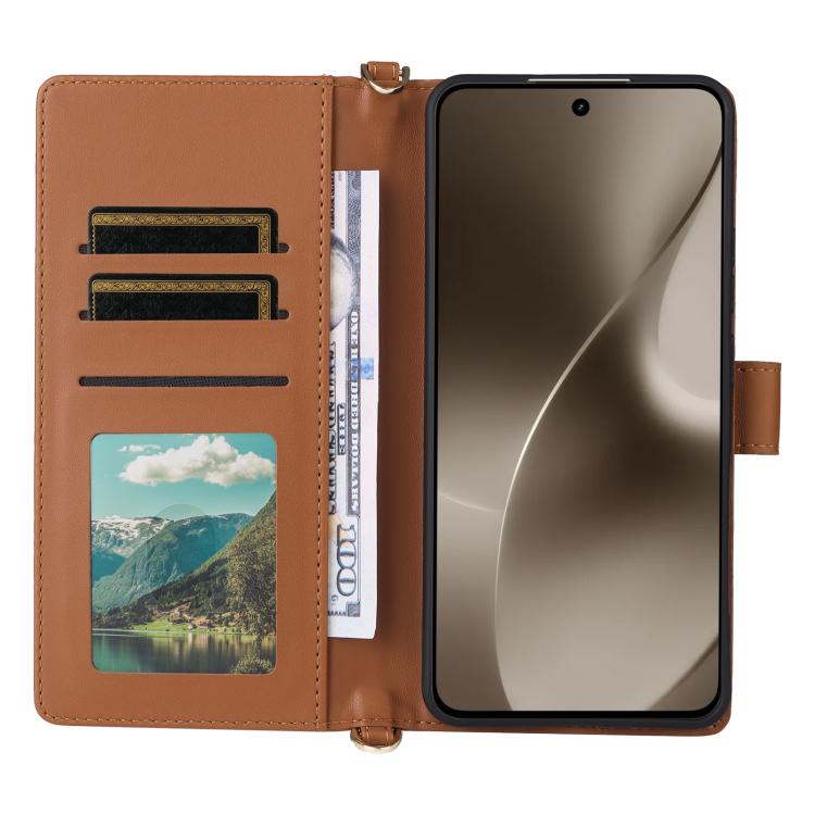 For Realme 15 SEA Multifunctional 6-Card Slots Leather Phone Case with Wrist Strap