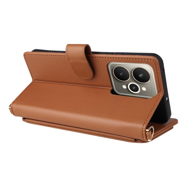 For Realme 15 SEA Multifunctional 6-Card Slots Leather Phone Case with Wrist Strap