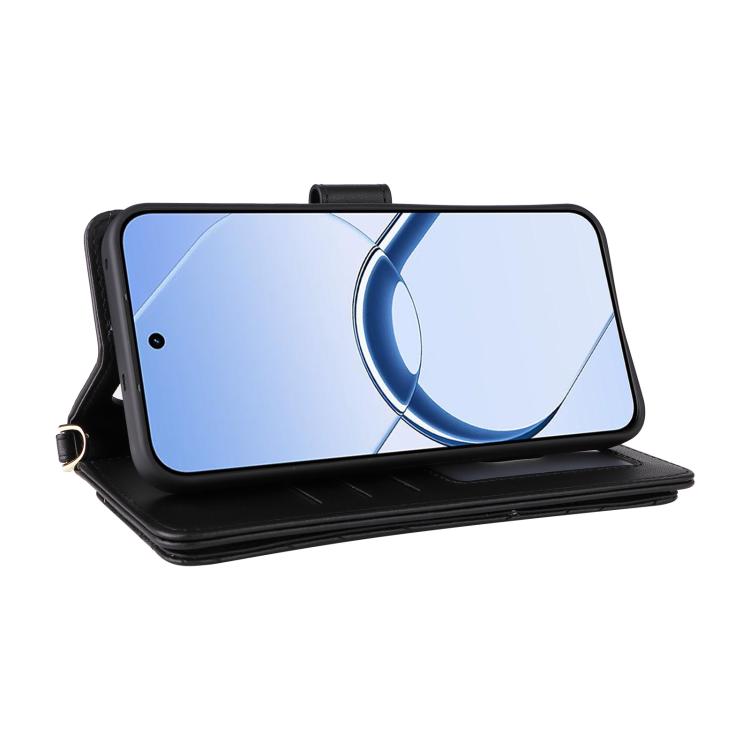 For Realme 16 5G Multifunctional 6-Card Slots Leather Phone Case with Wrist Strap