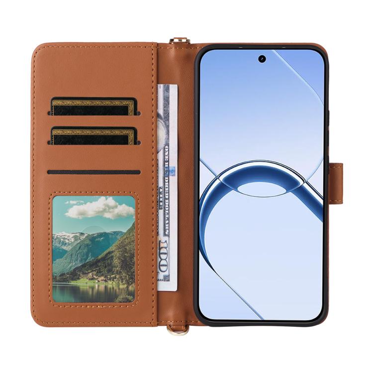 For Realme 16 5G Multifunctional 6-Card Slots Leather Phone Case with Wrist Strap