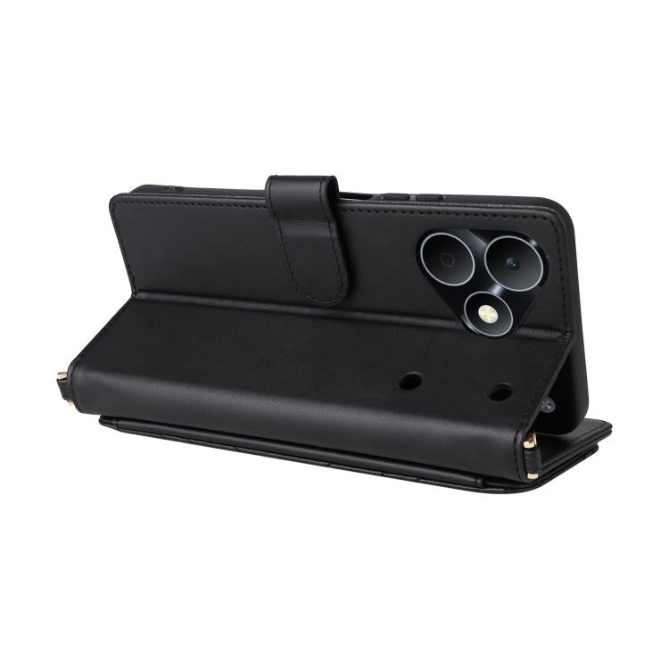 For Realme Note 80 4G Multifunctional 6-Card Slots Leather Phone Case with Wrist Strap