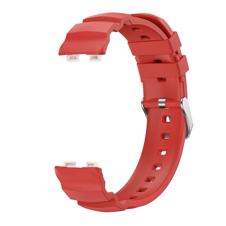 For Huawei Band 10 / 9 / 8 Silver Buckle Silicone Watch Band