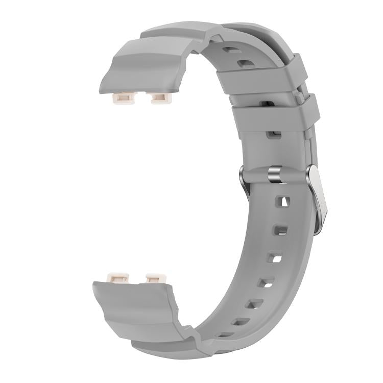 For Huawei Band 10 / 9 / 8 Silver Buckle Silicone Watch Band