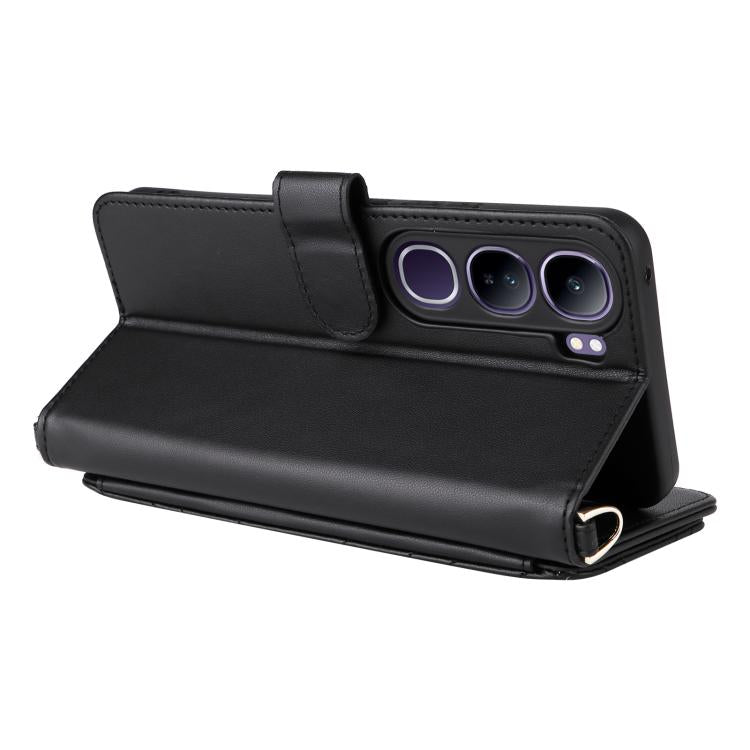 For vivo V40 Lite 4G / 5G IDN / Y300 5G Multifunctional 6-Card Slots Leather Phone Case with Wrist Strap