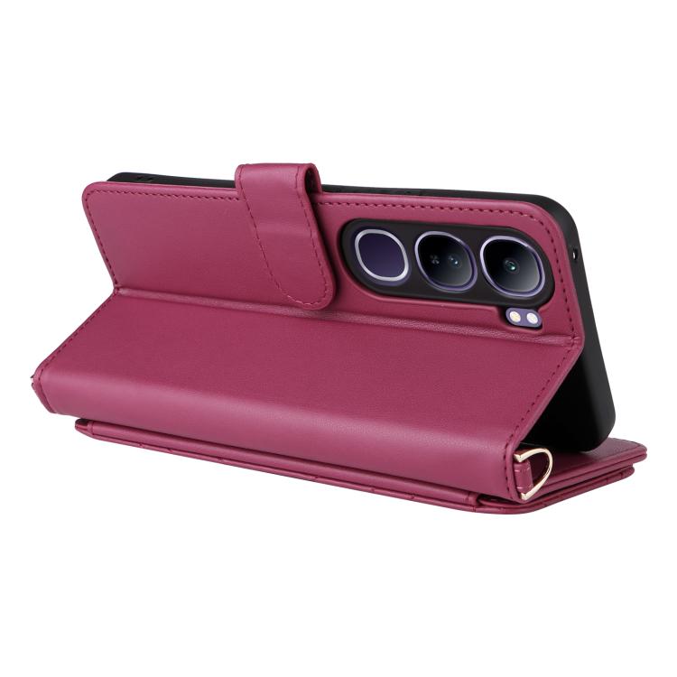 For vivo V40 Lite 4G / 5G IDN / Y300 5G Multifunctional 6-Card Slots Leather Phone Case with Wrist Strap