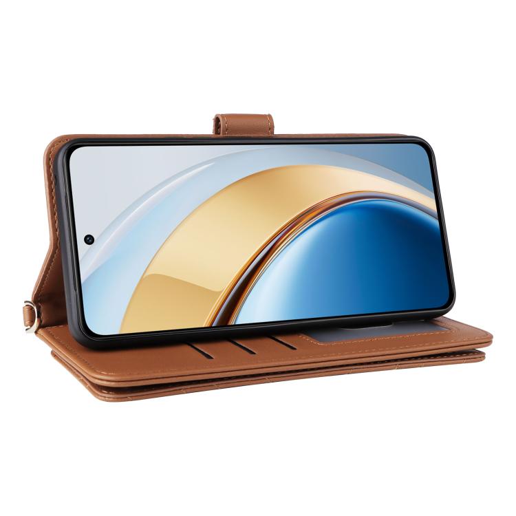 For vivo V40 Lite 4G / 5G IDN / Y300 5G Multifunctional 6-Card Slots Leather Phone Case with Wrist Strap