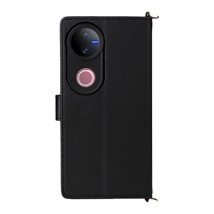 For vivo V50 5G Multifunctional 6-Card Slots Leather Phone Case with Wrist Strap