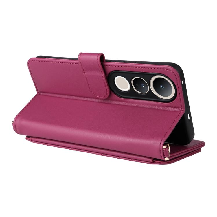 For vivo V50 Lite 5G Multifunctional 6-Card Slots Leather Phone Case with Wrist Strap